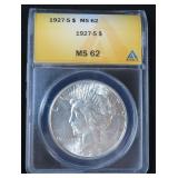 1927-S Silver Peace Dollar, ANACS MS62