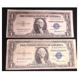 TWO (2) 1935 $1 Silver Certificates