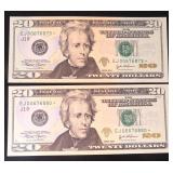 Consecutive UNC Star Notes:  (2) 2004 $20 FRN