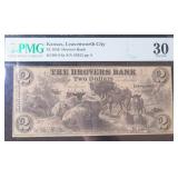 1856 $2 Leavenworth City, Kansas PMG 30