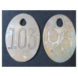 (2) Brockhill Farms Antique Brass Livestock Tags