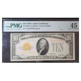 1928 $10 Gold Certificate PMG 45