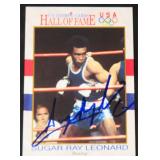 Sugar Ray Leonard SIGNED CARD, JSA COA