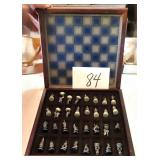 $23 SHIP: Chess Set with Pewter Game Pieces