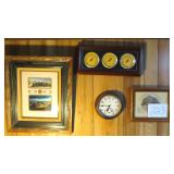NO SHIP: Four Items incl. Barometer, Clock