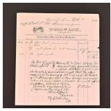 1880 Wood & Low Lumber Receipt, Brenham, Texas