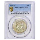 $27,500 Guide Value: 1959-D Half $ PCGS MS-67+ FBL