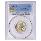 $1250 Guide: 1942-P/P Jefferson Nickel Type 2 MS66