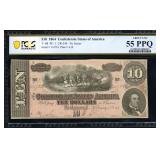 1864 Confederate States of America $10 PCGS AU55