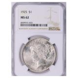 1925 Peace Silver Dollar NGC MS-62