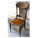 Antique Oak Pressed and Spindled Back Chair