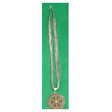 Sterling Silver Strand Necklace with Coral Pendant