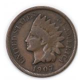 1907 Indian Head Cent Penny Bronze US Coin