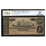 T-67 1864 Confederate States $20 PCGS Choice EF 45