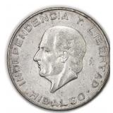 1956 Cinco Peso Mexico Hidalgo Silver Coin 28.8g
