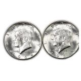 Lot Of 2, BU Silver Kennedy Half Dollar US Coins