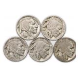Lot Of 5 Buffalo Nickel 5 Cent United States Coins