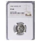 $6000 Guide: 1942 Nickel Type 1 NGC Proof-68
