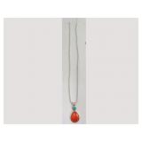 Sterling Silver Necklace with Coral Pendant