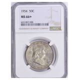 1954 Franklin Half Dollar NGC MS-66+ POP 3/2 !