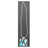 HOB Mexico .925 Sterling Silver Turquoise Necklace