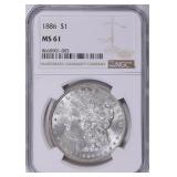 1886 Morgan Silver Dollar NGC MS-61