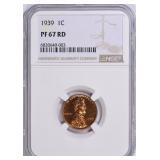 $1850 Guide: 1939 Lincoln Cent NGC Proof-67 RD