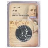 $500 Guide:1962 Franklin Half Dollar NGC Proof-69