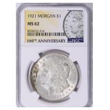 1921 Morgan Silver Dollar NGC MS-62