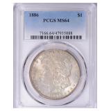 1886 Morgan Silver Dollar PCGS MS-64 (Toned)