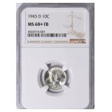 $9500 Guide, TOP POP! 1943-D Dime NGC MS-68+ FB