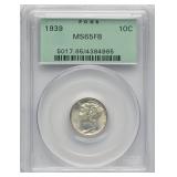 OGH! 1939 10C MS65 Full Bands PCGS, Old Green