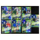 Seven (7) Optic Game Used Material Football Cards