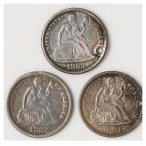 Three Seated Dime Love Tokens, Mother and Father