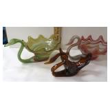 (3) Art Glass Swans, hand blown vintage