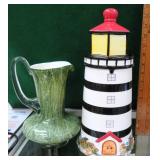 Lighthouse Cookie Jar and Cased Glass