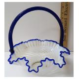 Ruffled Opalescent Cobalt Trimmed Basket