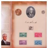 FDR Display with Stamps and Bronze Medal