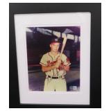 $19 SHIP: 17.5"x14.5" Eddie Mathews Signed Beckett