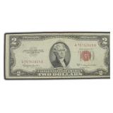 1953 $2 Dollar Certificate Red Seal Note Currency