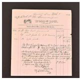 1880 Wood & Low Lumber Receipt, Brenham, Texas