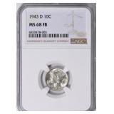 1943-D Mercury Dime NGC MS-68 FB $1450