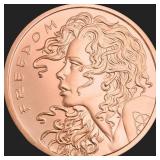 ONE oz Freedom Girl Copper Bullion Round
