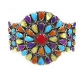 Sterling Silver Cuff, multiple stones inlaid.