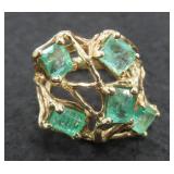 14K Yellow Gold and Emerald Ring, Estate Find