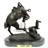 $95 SHIP: Falling Rider Bronze by C.M. Russell