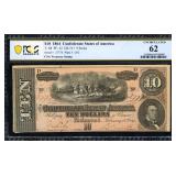 Confederate States of America 1864 $10 PCGS 62