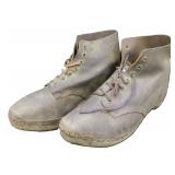 11"L Wooden Sole and Leather Work Boots, 19th C