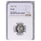 1951 Jefferson Nickel NGC Proof-68 (Toned) $250