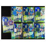 Seven (7) Optic Game Used Material Football Cards